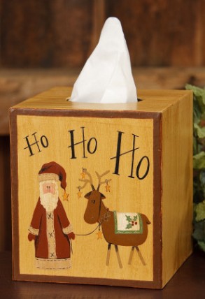 Primitive Tissue Box Paper Mache' 7TB300-HOHOHO Primitive Tissue Box Paper Mache' 7TB300-HOHOHO