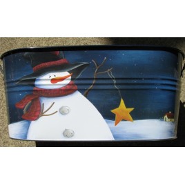 82004 - Oval Painted Snowman Metal Tub 82004 - Oval Painted Snowman Metal Tub