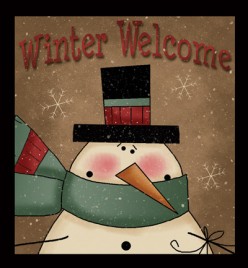  Primitive Wood Sign 844WW - Winter Welcome Snowman