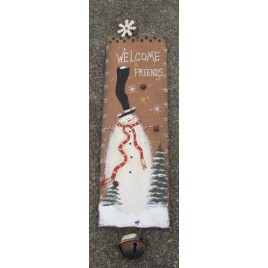 885966S Rectangle Board Snowman with Bell Wood Sign 885966S Rectangle Board Snowman with Bell Wood Sign