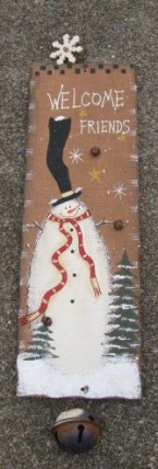 885966S Rectangle Board Snowman with Bell Wood Sign 885966S Rectangle Board Snowman with Bell Wood Sign