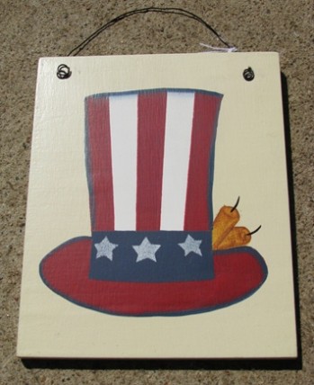 85 - Patriotic Hat with firecrackers wood sign 85 - Patriotic Hat with firecrackers wood sign