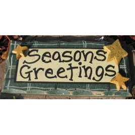 Primiitve Wood Sign 8651G Season Greetings Green Primiitve Wood Sign 8651G Season Greetings Green