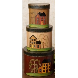 Primitive Nesting Boxes 8B2941-Salt Box Houses Nesting Boxes Set of 3 Paper Mache'