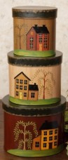 Primitive Nesting Boxes 8B2941-Salt Box Houses Nesting Boxes Set of 3 Paper Mache'