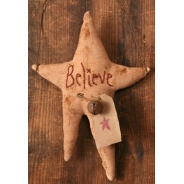 8D0004 PC Primitive Fabric Star  Believe with bell and tag 