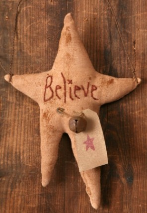 8D0004 PC Primitive Fabric Star Believe with bell and tag 8D0004 PC Primitive Fabric Star Believe with bell and tag