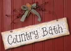 Primitive Crackled Wood Sign 8W1086-Country Bath 