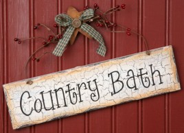 Primitive Crackled Wood Sign 8W1086-Country Bath 