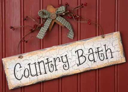 Primitive Crackled Wood Sign 8W1086-Country Bath Primitive Crackled Wood Sign 8W1086-Country Bath