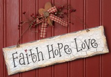 Primitive Crackled Wood Sign 8w1087-Faith, Hope,Love  