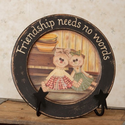 8w1291-Friendship need no words Wood Plate 8w1291-Friendship need no words Wood Plate