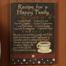 8W1376-Recipe for a Happy Family wood sign 
