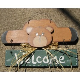 9001G - Welcome Bear Green Banner