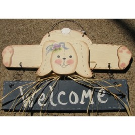 903RB - Welcome Rabbit Blue Banner wood sign 903RB - Welcome Rabbit Blue Banner wood sign