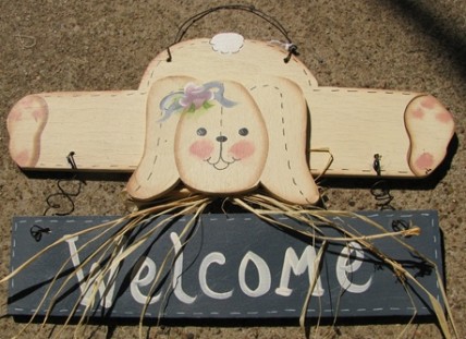 903RB - Welcome Rabbit Blue Banner wood sign 903RB - Welcome Rabbit Blue Banner wood sign