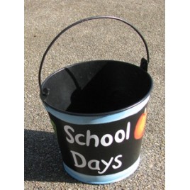 90851B - School Days Blue Tin teacher Bucket with Handle 90851B - School Days Blue Tin teacher Bucket with Handle