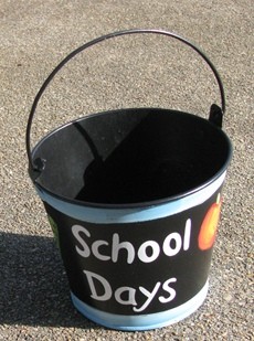 90851B - School Days Blue Tin teacher Bucket with Handle 90851B - School Days Blue Tin teacher Bucket with Handle