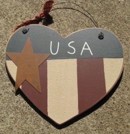99108U - USA Partiotic wood heart 