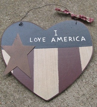 Patriotic Decor  99108ILA -  Primitive Heart I Love America 