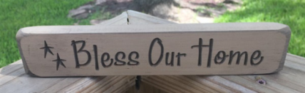 Primitive Engraved Wood Block Bless Our Home Primitive Engraved Wood Block Bless Our Home