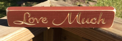 Primitive Wood Block 9LM Love Much Primitive Wood Block 9LM Love Much