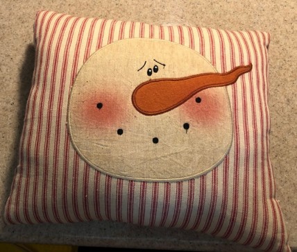C1953 - Red striped snowman face pillow C1953 - Red striped snowman face pillow