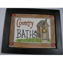 CAN2 - Country Bath on canvas black wood framed CAN2 - Country Bath on canvas black wood framed