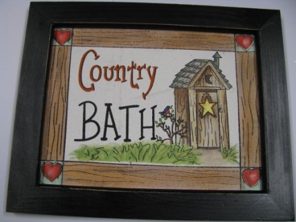 CAN2 - Country Bath on canvas black wood framed CAN2 - Country Bath on canvas black wood framed
