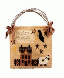 Primitive Burlap Hanger - CDA4492 Primitive Blessing Crow and Sheep 