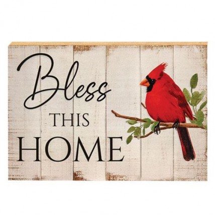Bless This Home Cardinal Block Bless This Home Cardinal Block