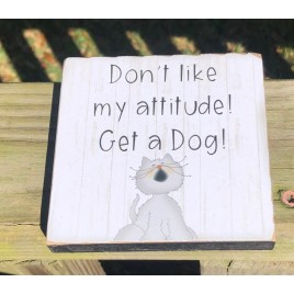 G34808 Cat Attitude wood block