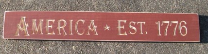 Engraved Wood Sign G9062- America Est 1776 