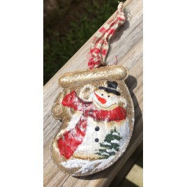 65214 Snowman Metal Stocking with Top Hat