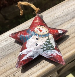  17103 - RED Star Snowman with Blue Scarf