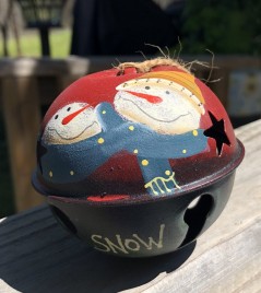   66281 - Snowman Snow with Blue Scarf metal Bell Ornament