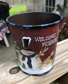 60355R - Red Snowman Bucket with handle