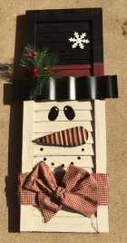 Christmas Decor 74080 Wood Shutter Snowman with Top Hat