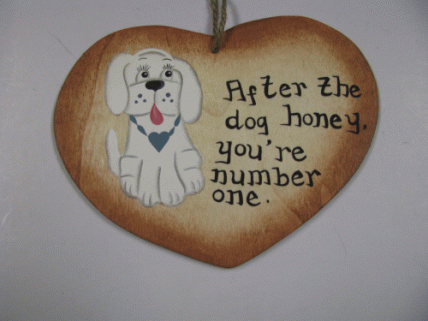 WD286A - After the dog Honey you#1 Dog Wood Heart Hangs by Jute WD286A - After the dog Honey you#1 Dog Wood Heart Hangs by Jute