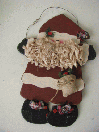 106CC- Santa with rag beard and burlap bag