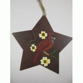 wd1397 Red Cardinal Metal Star Christmas Ornament wd1397 Red Cardinal Metal Star Christmas Ornament