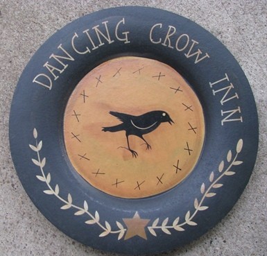 Primitive Wood Plate MC56261- Dancing Crow Inn Plate Primitive Wood Plate MC56261- Dancing Crow Inn Plate