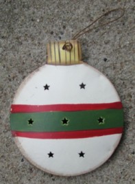 OR-341 - White/Green Ball Metal Ornament