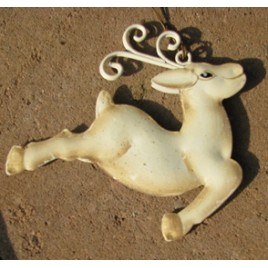 OR-502 White Metal Flying Deer Ornament