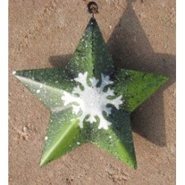 OR-506 Green Star With Snowflake Metal Christmas Ornament OR-506 Green Star With Snowflake Metal Christmas Ornament
