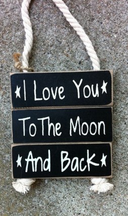 Wood Primitive Signs P610005D - I Love You to the Moon and Back w/rope Wood Primitive Signs P610005D - I Love You to the Moon and Back w/rope