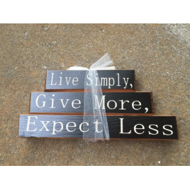 Primitive Wood Stacking Boxes SB3 Live Simply, Give More, Expect Less  Stacking Block