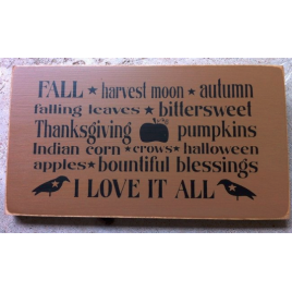 Primitive Wood Block   T1809 Fall I Love it All Fall  