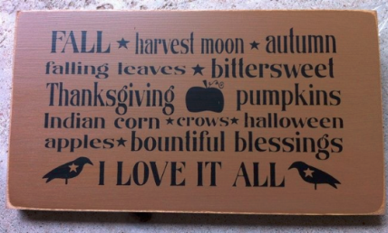 Primitive Wood Block   T1809 Fall I Love it All Fall  