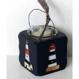 2042 - Lighthouse Collector wood candle holder 
